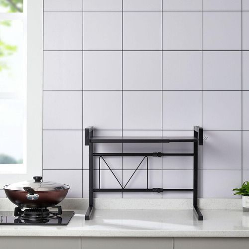 Estante organizador microondas ajustable metal-4