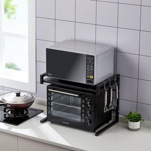Estante organizador microondas ajustable metal-6