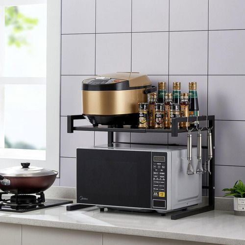 Estante organizador microondas ajustable metal-7