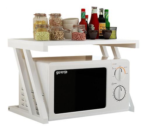 Estante organizador microondas madera blanco 38x57x38 cm-0