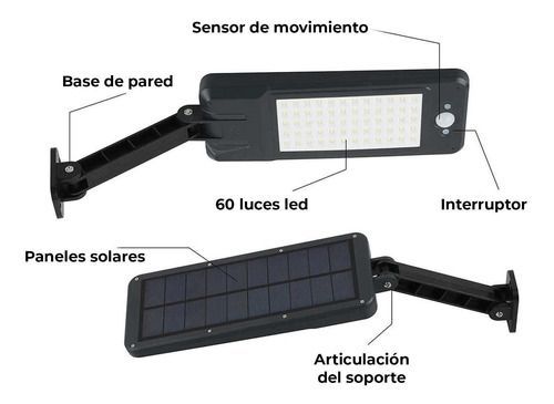 Foco led solar para exteriores con control remoto - negro-1