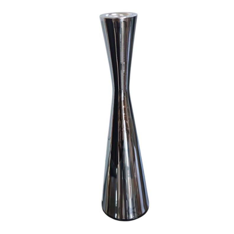 Candelabro de metal plateado 19 cm Gris