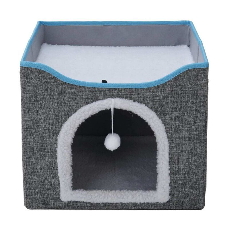 Cama y casa para gatos con rascador-1