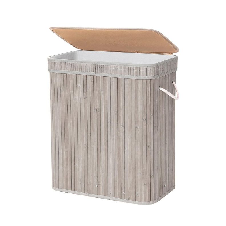 Cesto plegable para ropa de bambú gris-0