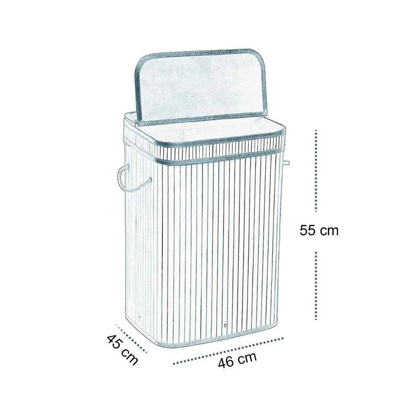 Cesto plegable para ropa de bambú gris-2
