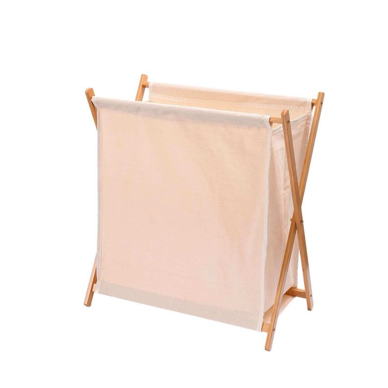 Cesto plegable para ropa de bambú beige-0