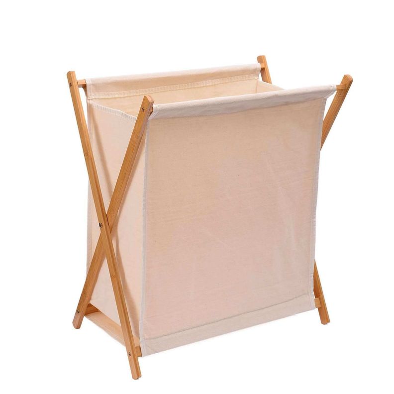 Cesto plegable para ropa de bambú beige-1