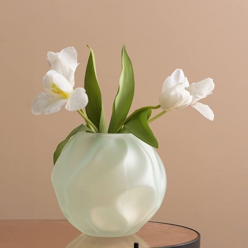 Pecera de vidrio verde menta 18 Cm-1