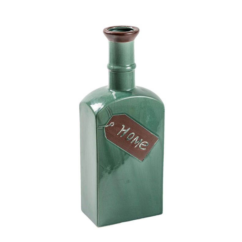 Botella decorativa de cerámica turquesa 36x13 cm-0