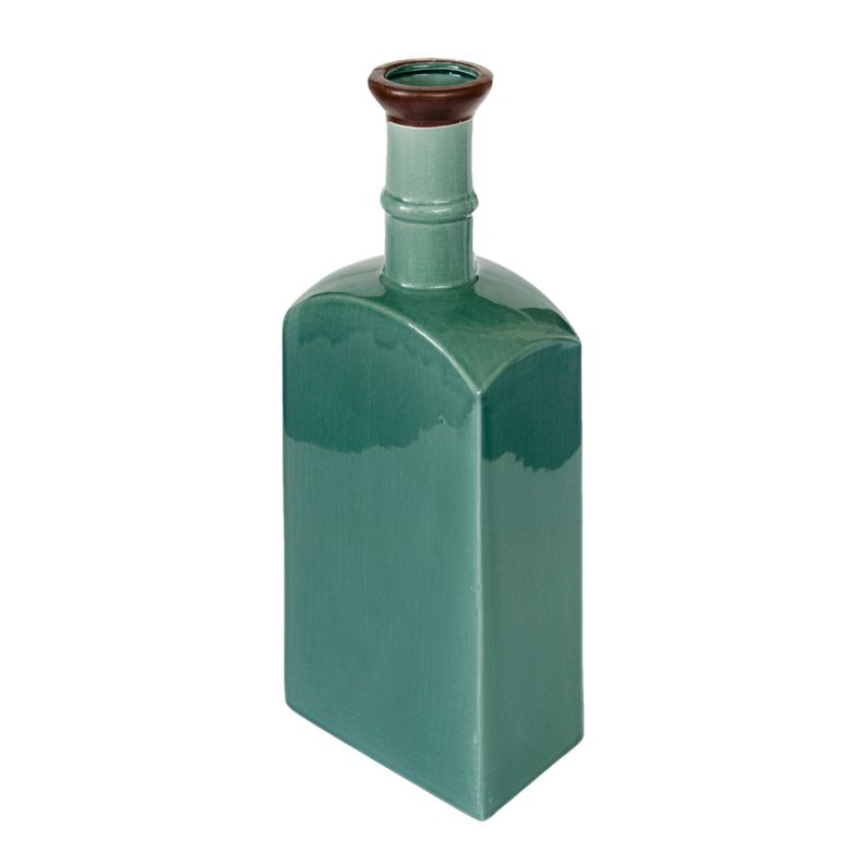 Botella decorativa de cerámica turquesa 36x13 cm-1