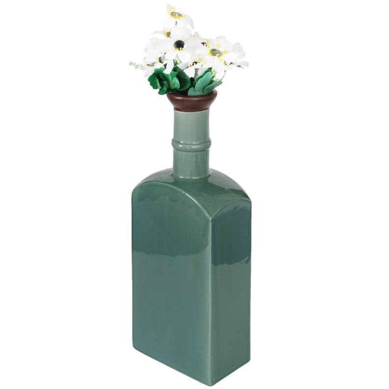 Botella decorativa de cerámica turquesa 36x13 cm-2