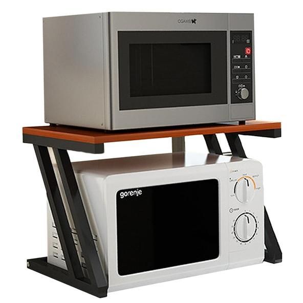 Estante organizador microondas madera negro/cafe 38x57x38 cm-0