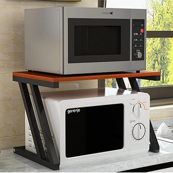 Estante organizador microondas madera negro/cafe 38x57x38 cm-1