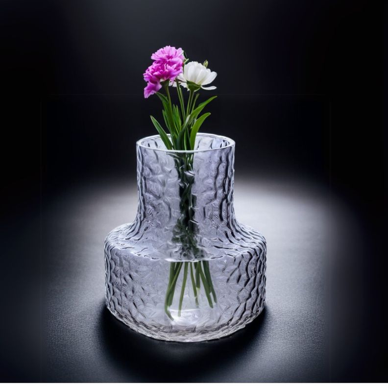 Florero de vidrio gris 18 cm-2