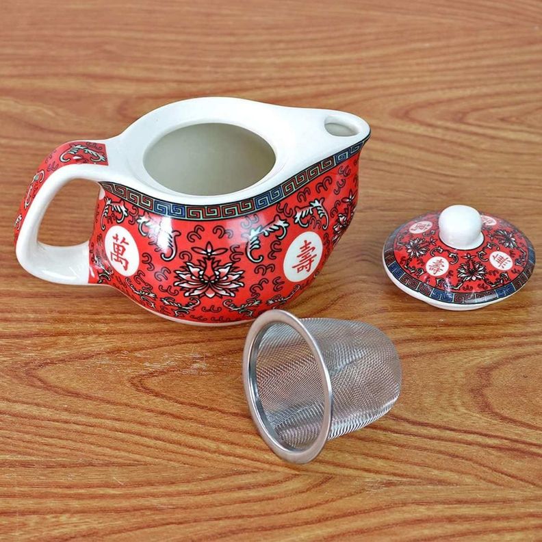 Tetera de cerámica roja 200 ml-4