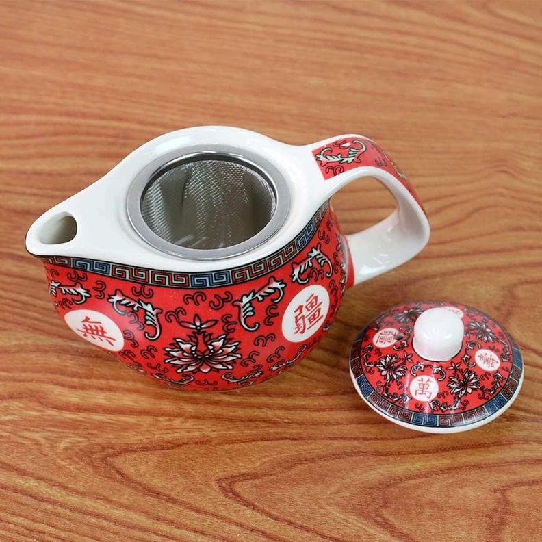 Tetera de cerámica roja 200 ml-5