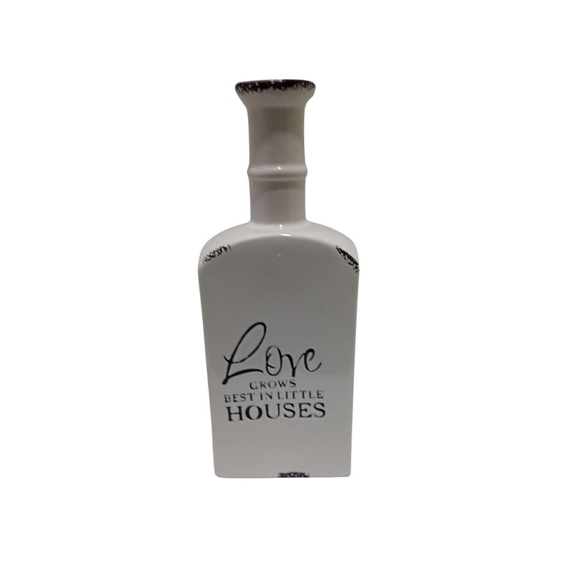 Botella decorativa de ceramica love Blanco