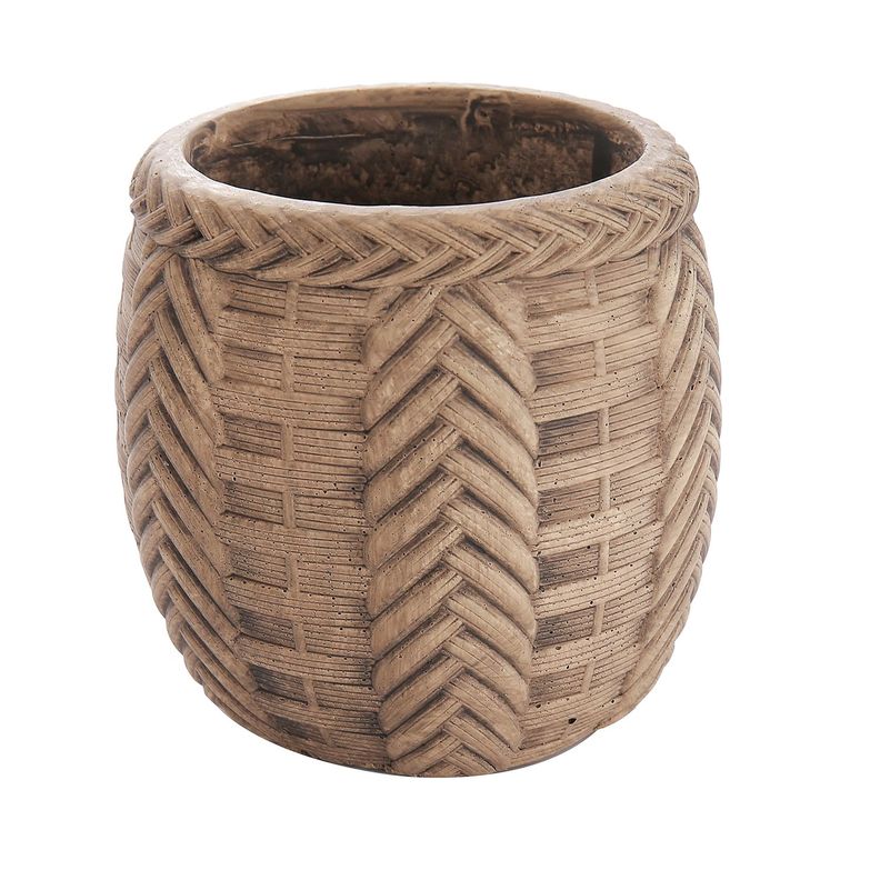 Maceta trenzada de cemento cafe 11 cm