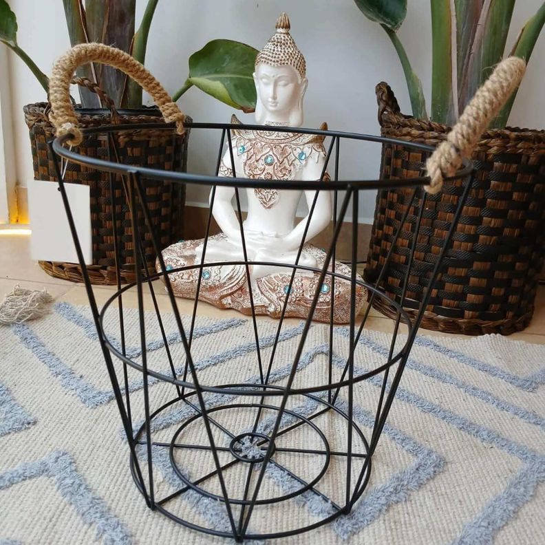 Canasto multiuso de metal color negro 30x27 cm-1