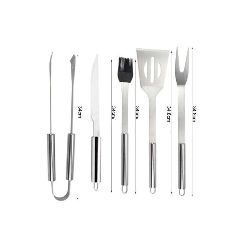 Set 5 accesorios parrilleros de acero y maletin de metal-1