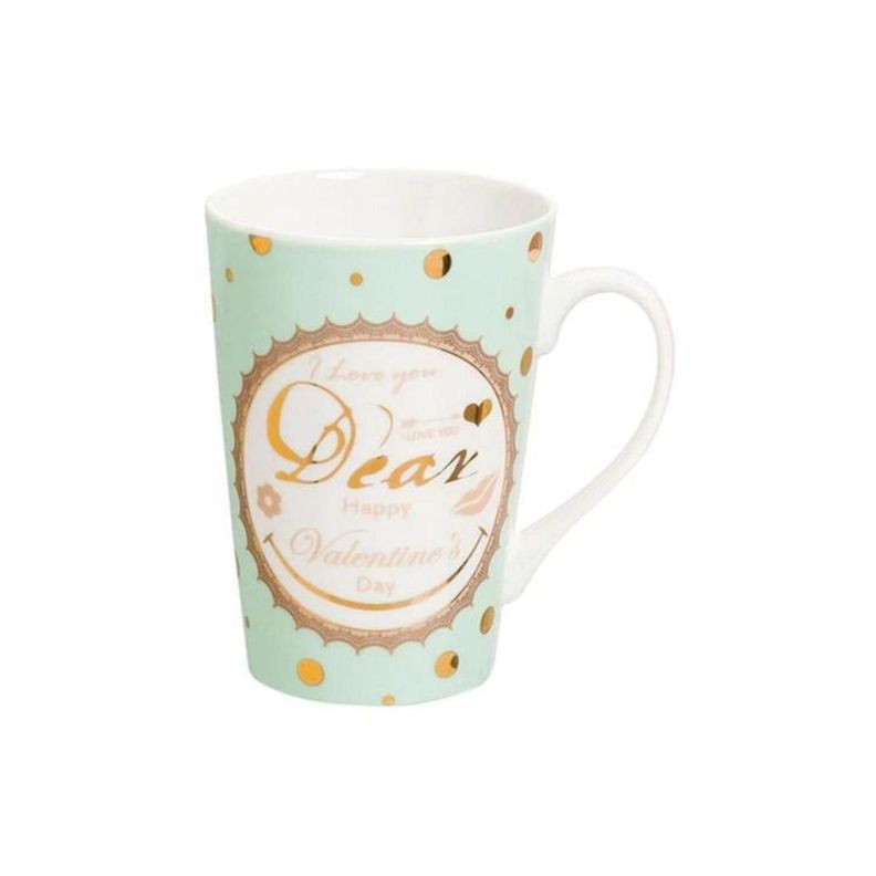Tazón mug de cerámica verde love 400 ml-0