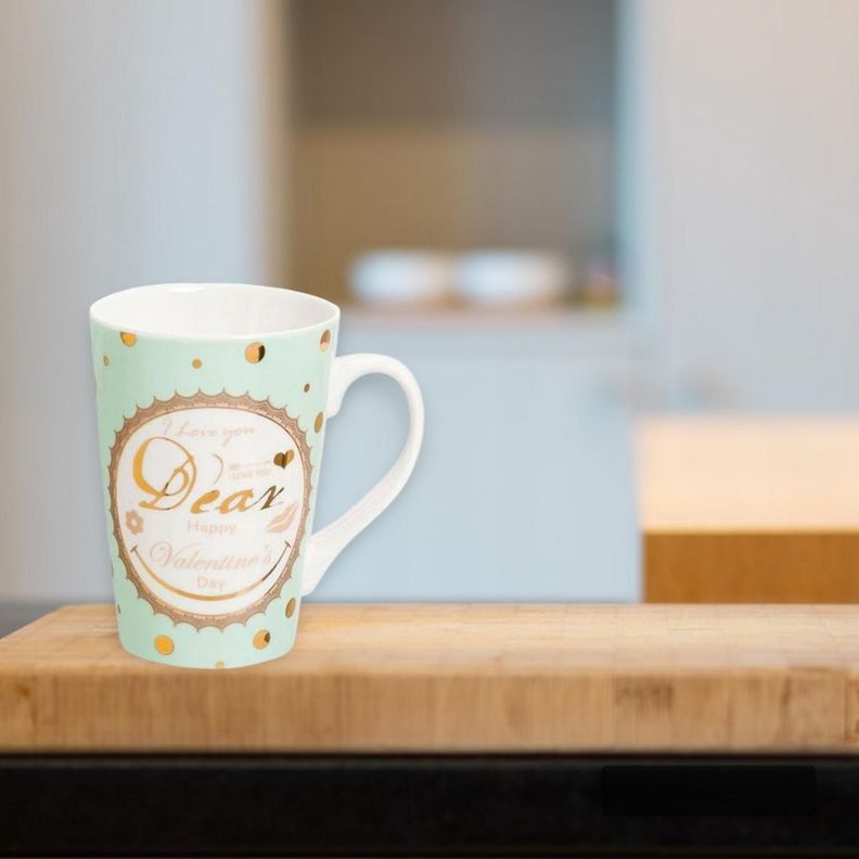 Tazón mug de cerámica verde love 400 ml-3