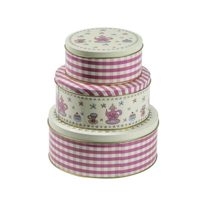 Set 3 cajas metálicas rosado y blanco 20x16 cm-0