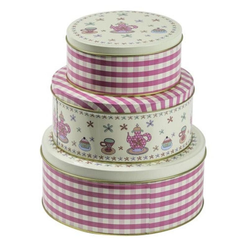 Set 3 cajas metálicas rosado y blanco 20x16 cm-1