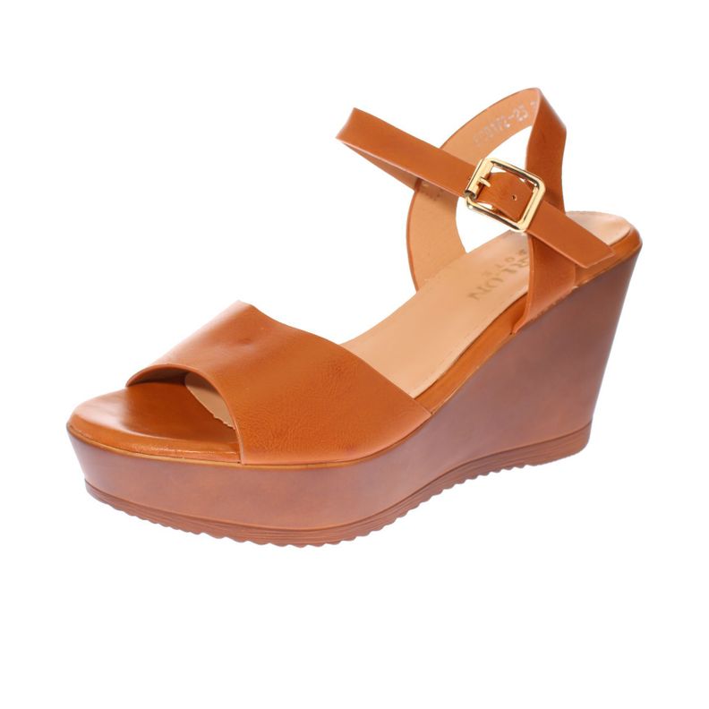 Sandalia Tacon Camel Vía Franca Mujer-0