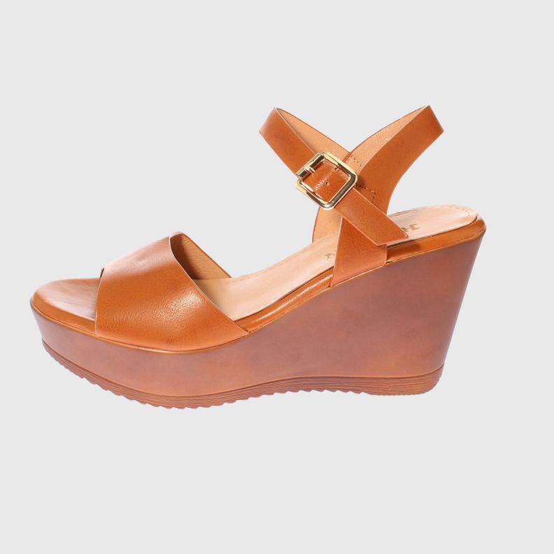 Sandalia Tacon Camel Vía Franca Mujer-1
