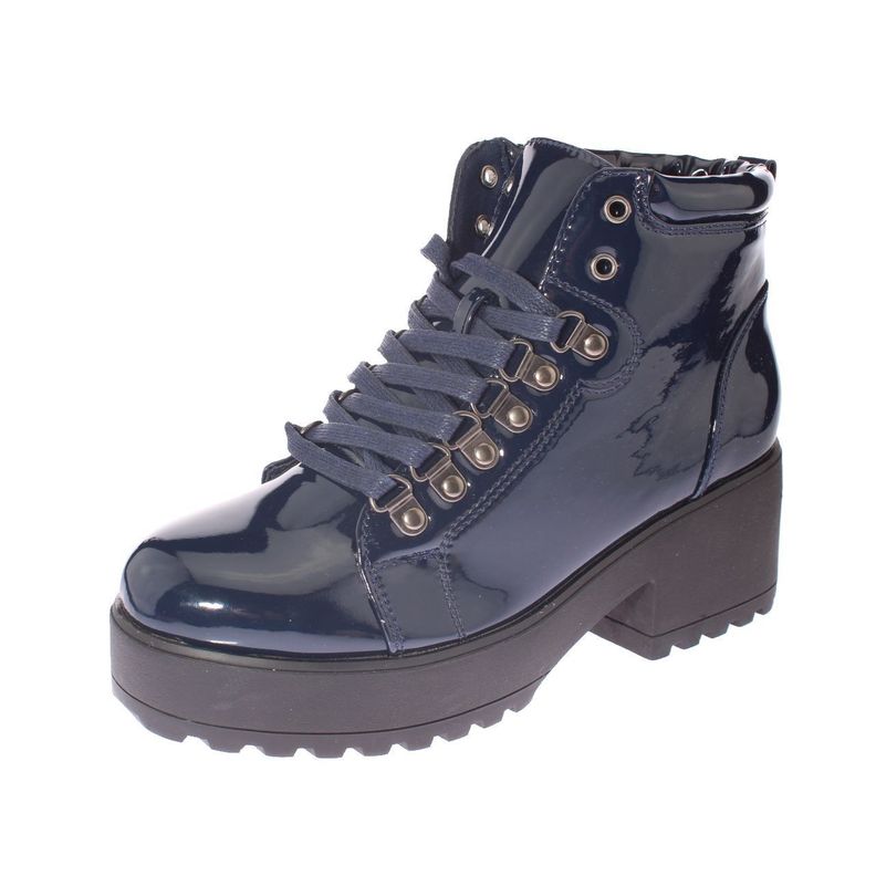 Botin Charol Dark Blue Vía Franca Mujer-0