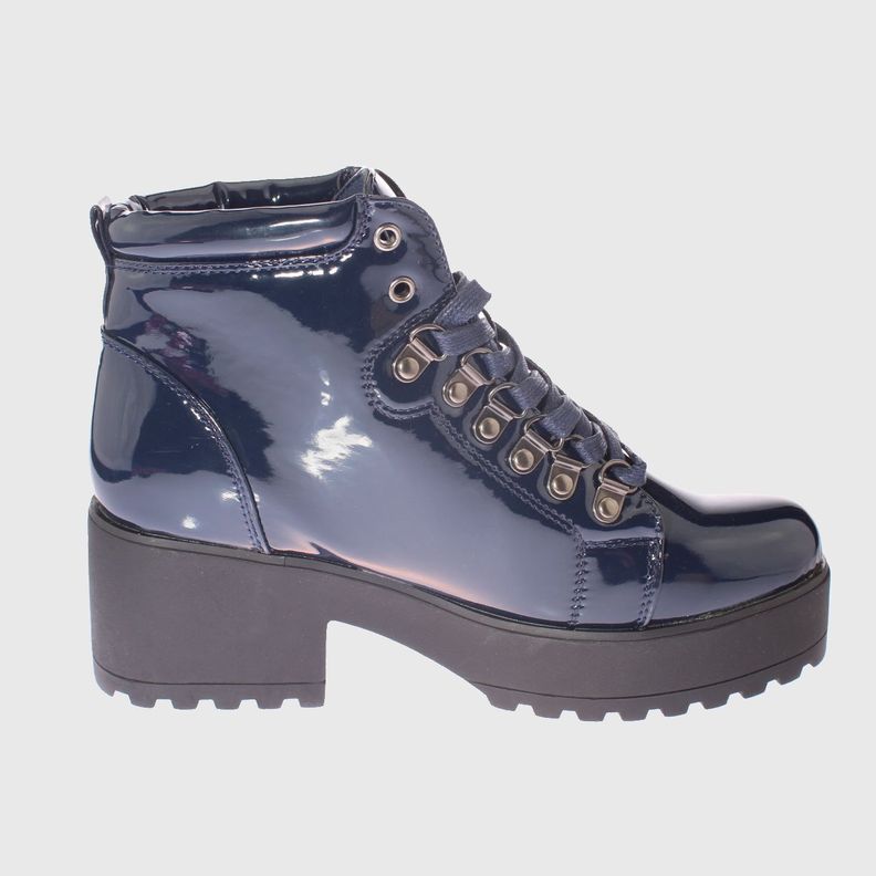 Botin Charol Dark Blue Vía Franca Mujer-3
