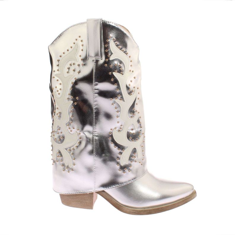 Bota Vaquera Plateado Vía Franca Mujer Art: 5Q26PLATA-1