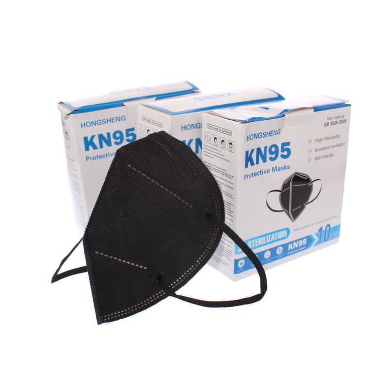 Pack 30 Mascarillas KN95 Negra Negro Vía Franca Unisex-0