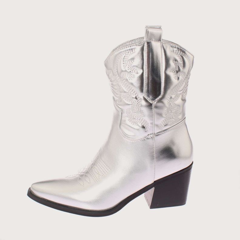Bota Vaquera Plateado Vía Franca Mujer Art: 5CC248SILVER-1