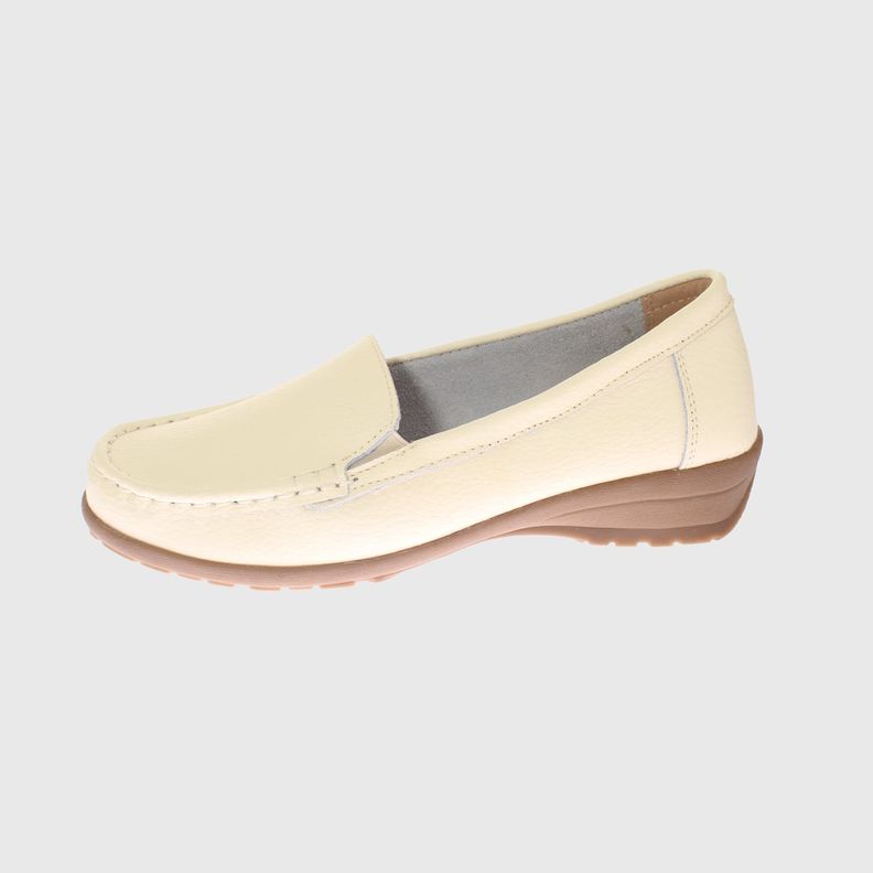 Mocasín Cuero Beige Vía Franca Mujer-1