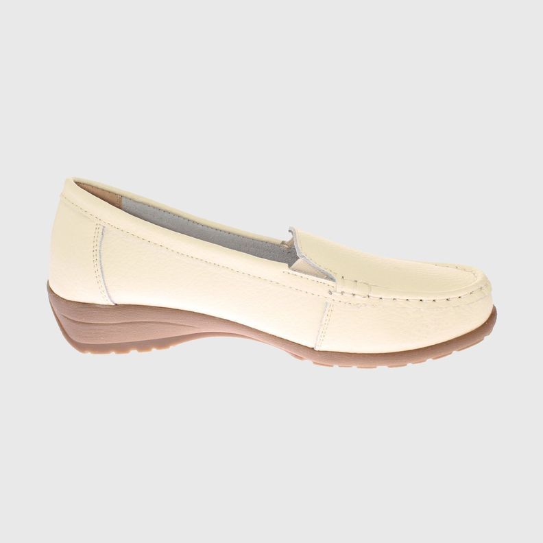 Mocasín Cuero Beige Vía Franca Mujer-3