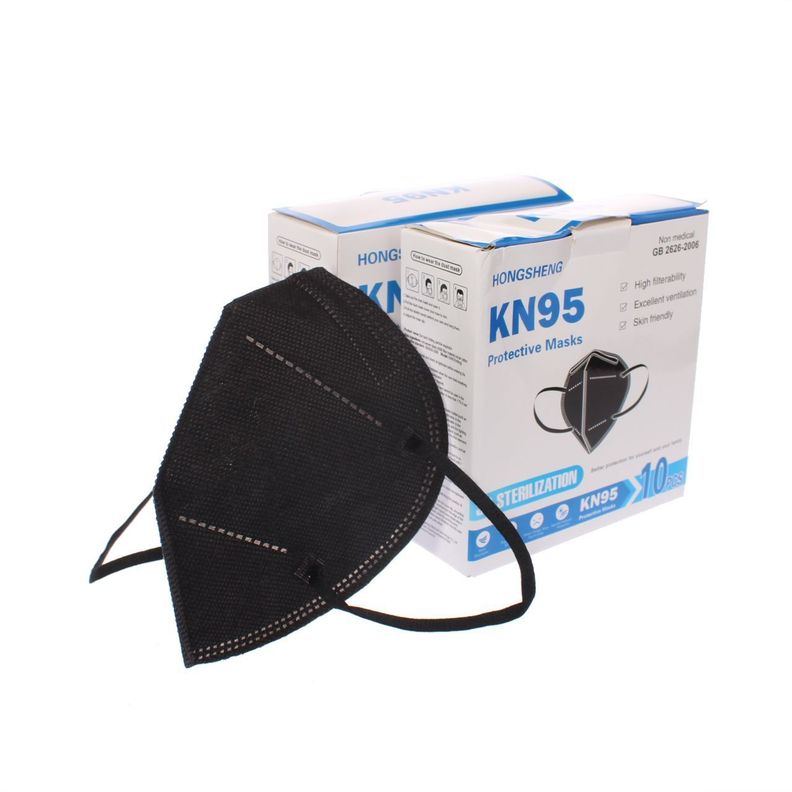 Pack 20 Mascarillas KN95 Negra Negro Vía Franca Unisex-0