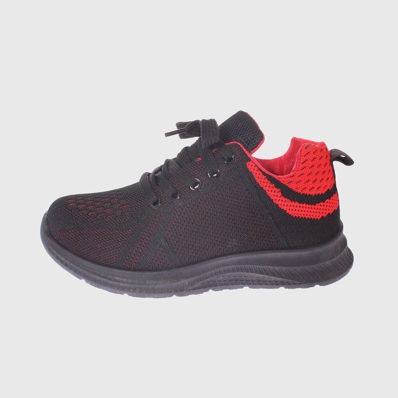 Zapatilla Kids Negro Rojo Vía Franca Niño-1