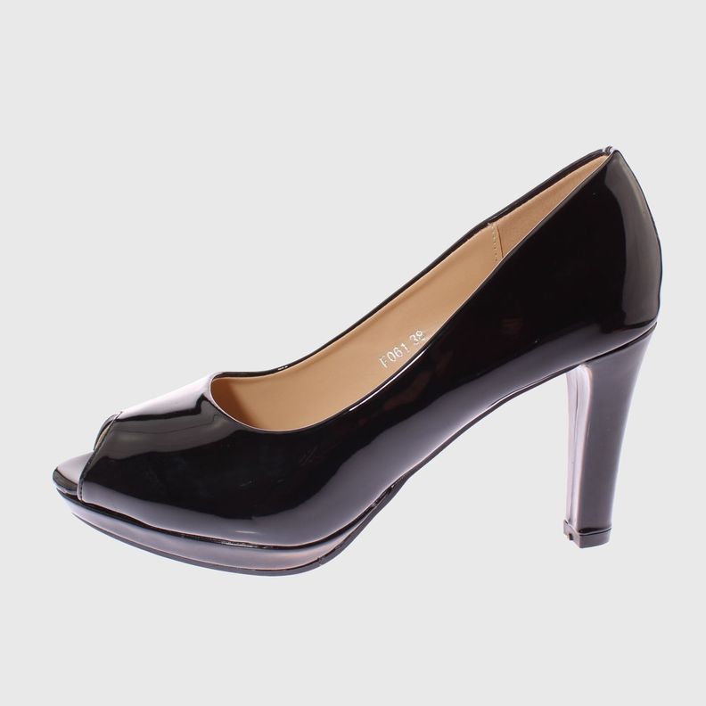 Zapato Terraplén Negro Vía Franca. Mujer-1