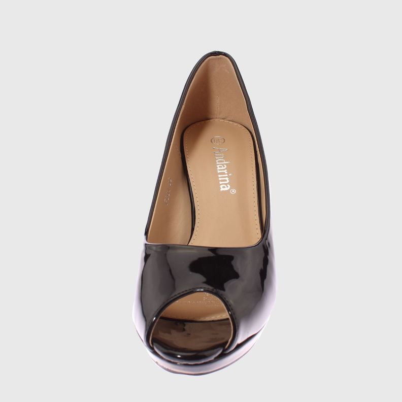 Zapato Terraplén Negro Vía Franca. Mujer-2