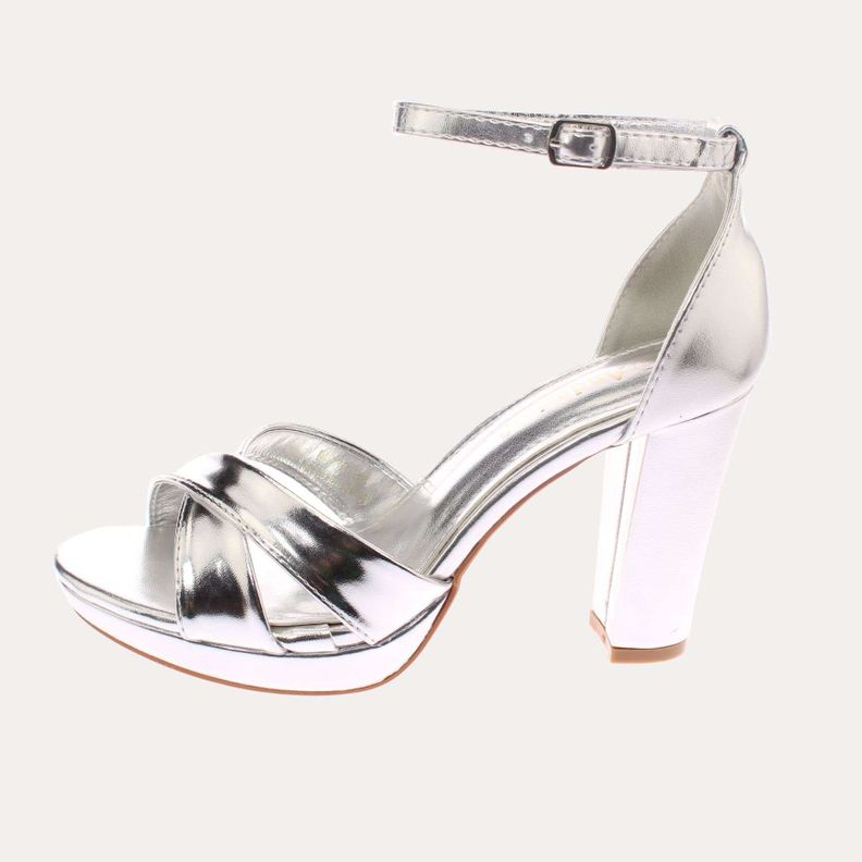 Zapato Tacón Plateado Vía Franca Mujer Art: 5M230SILVER-1