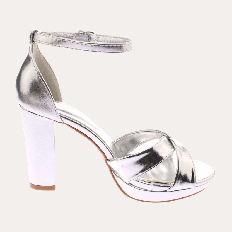 Zapato Tacón Plateado Vía Franca Mujer Art: 5M230SILVER-3