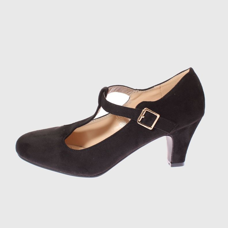 Zapato Taco Negro Vía Franca Mujer-1