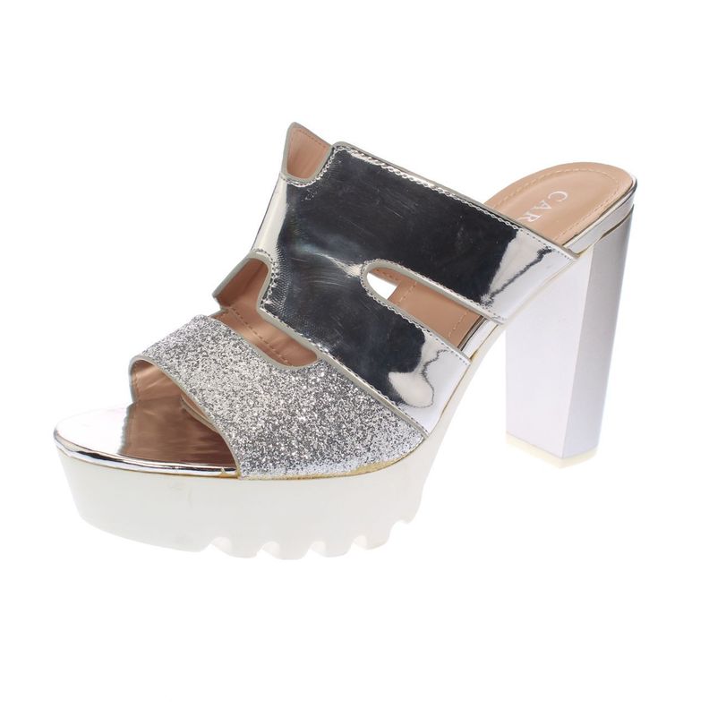 Sandalia Taco Plata Vía Franca Mujer-0
