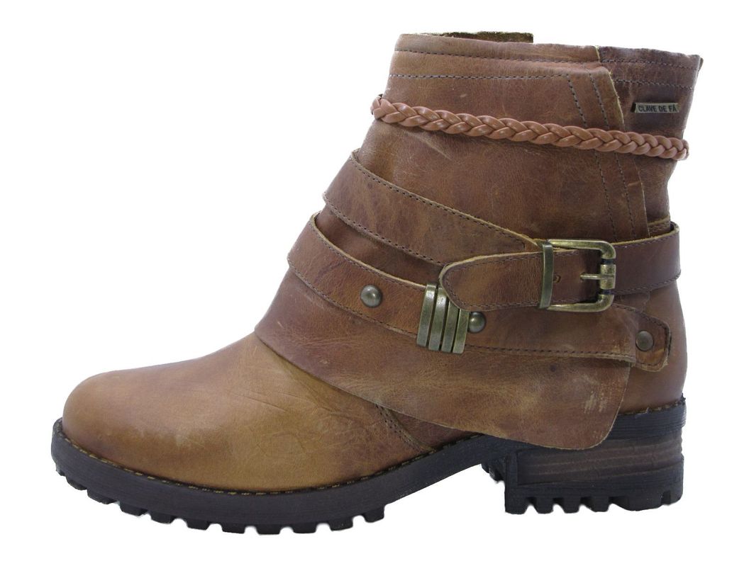 Botin Cuero Mostaza Vía Franca Mujer-0