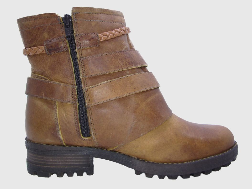 Botin Cuero Mostaza Vía Franca Mujer-1