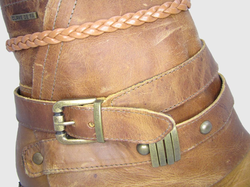 Botin Cuero Mostaza Vía Franca Mujer-3