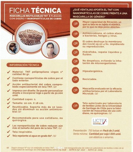 2x Mascarilla Reutilizable Antibacterial Cobre Nanocobre-3