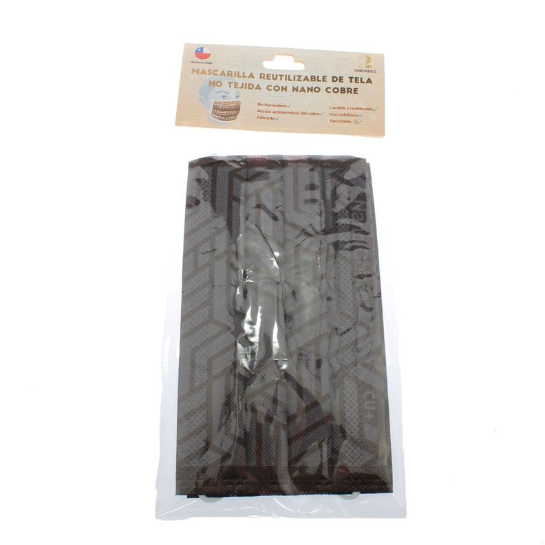 2x Mascarilla Reutilizable Antibacterial Cobre Nanocobre Cafe